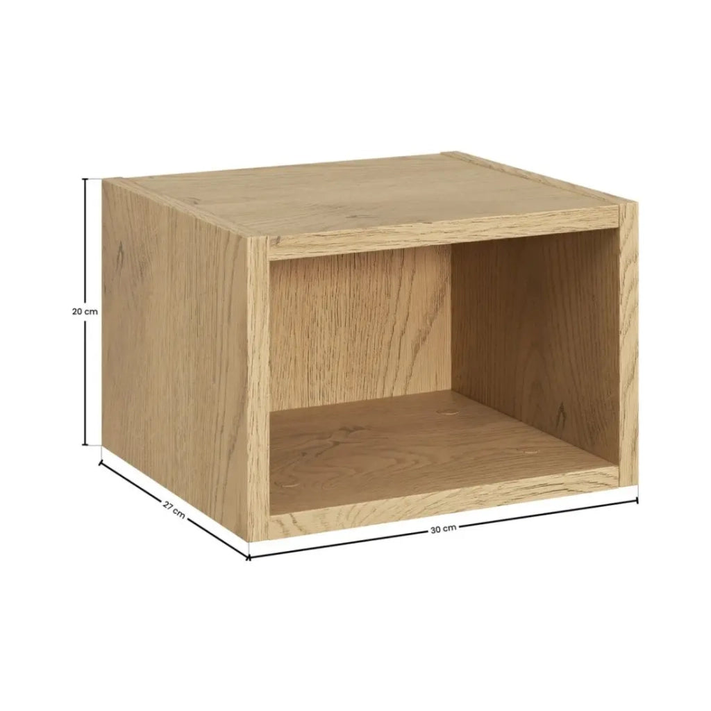 Colonna di stoccaggio OSTER 30cm – mobile sospeso bianco opaco 1 porta e nicchia visibile in rovere chiaro