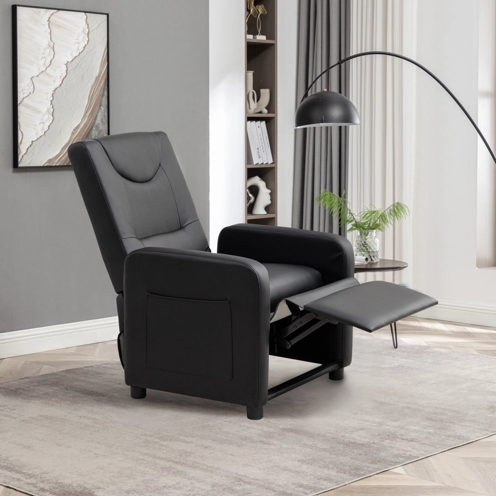 Poltrona Relax Reclinabile con Poggiapiedi ¨C MINIMAL ¨C Similpelle Nera