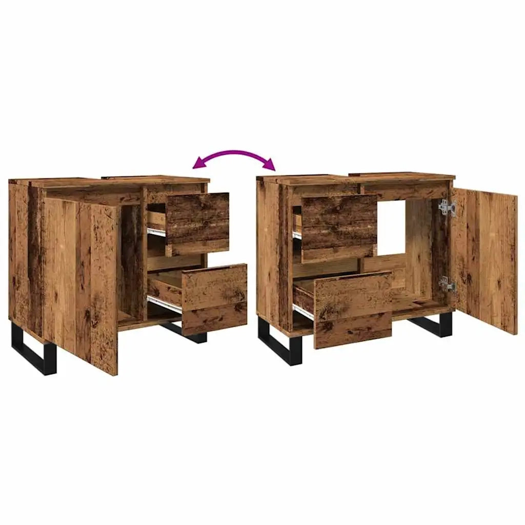 Mobile bagno salvaspazio in stile industriale con vani contenitori 65 x 33 x 60 cm realizzato in legno di recupero 02_0051109