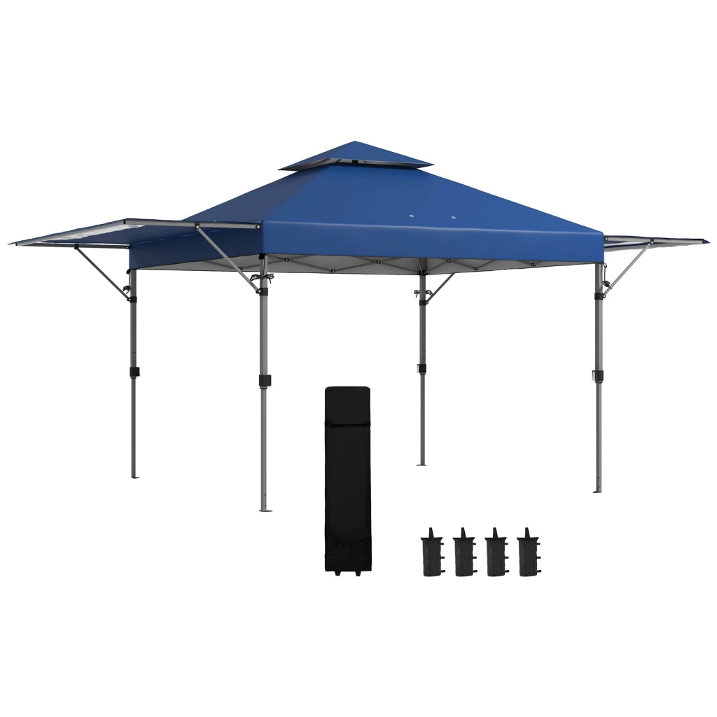 Gazebo da giardino pieghevole 5x3 m ¨C zephmum ¨C grigio con sacco a rotelle