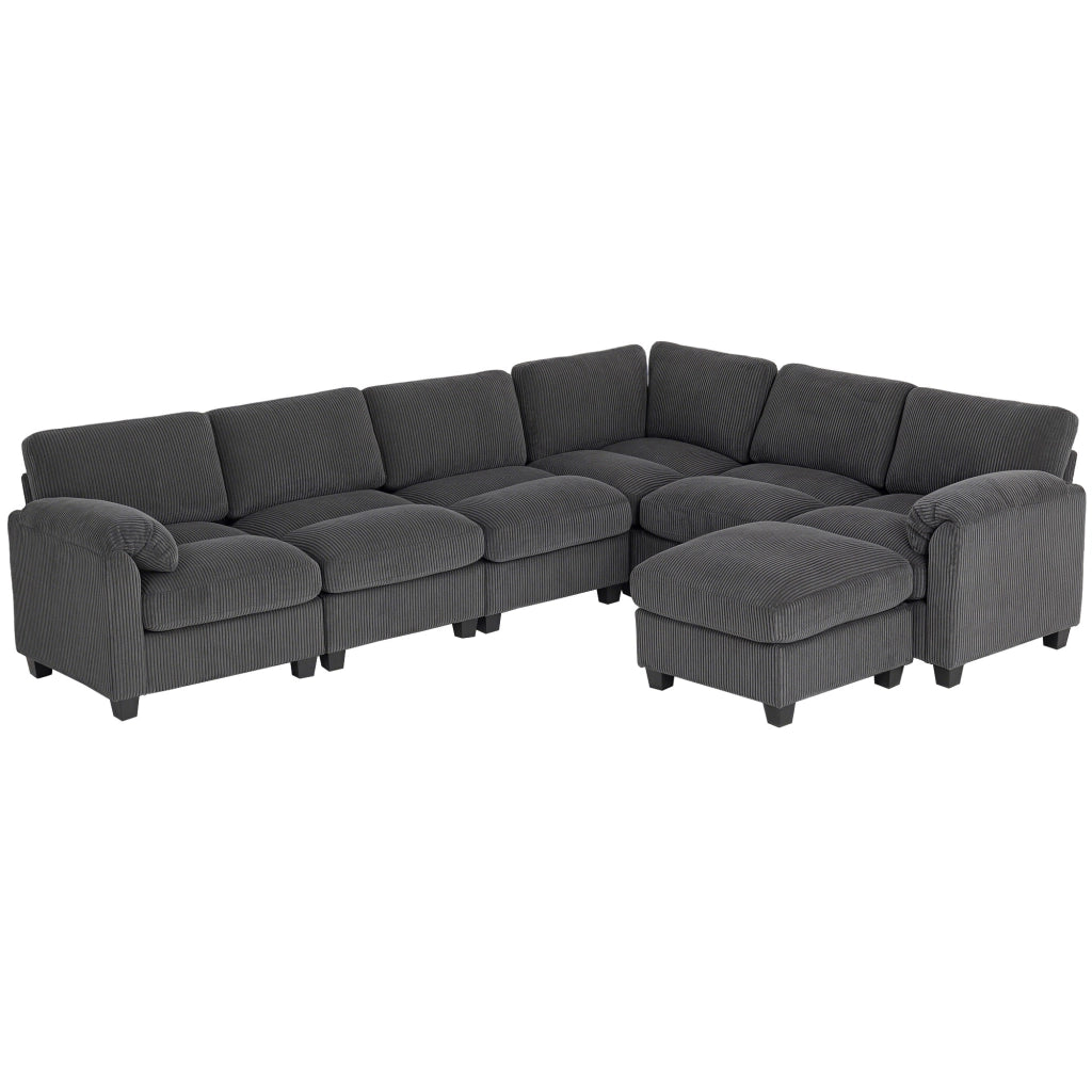 Divano Angolare U-Form ¨C zephmum ¨C Tessuto Grigio Scuro 292x224x85