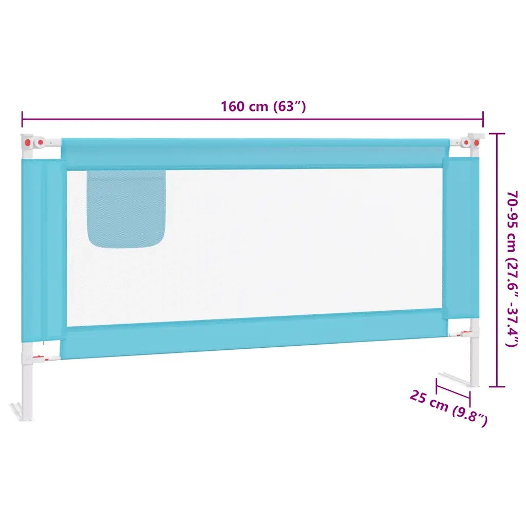 Sponda Letto di Sicurezza per Bambini Blu 160x25 cm in Tessuto 10212