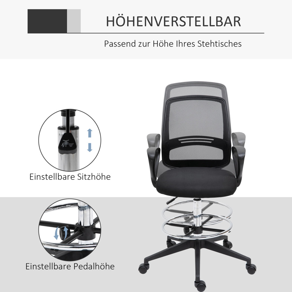 Sedia da Ufficio Ergonomica con Braccioli e Poggiapiedi Regolabile ¨C zephmum ¨C Nera con Rete