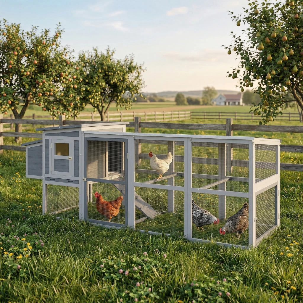 Pollaiolo per 4 Galline con Nido e Tettoia ¨C zephmum ¨C Grigio 264x82x89cm
