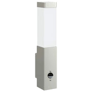 Moderna lampada da parete per esterni con sensore di movimento 10,5 x 6 x 33 cm acciaio inox argento 02_0056509
