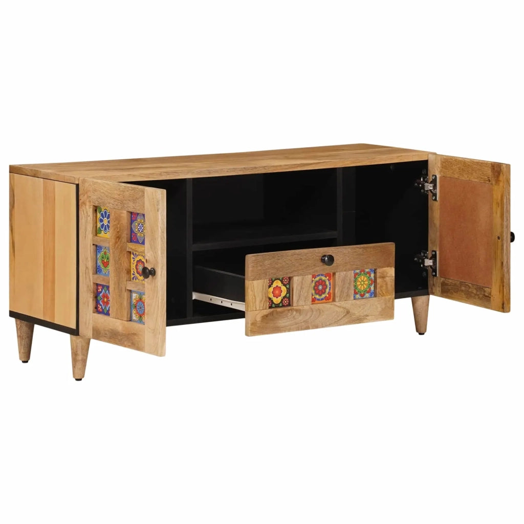 Mobile TV-Credenza per TV Naturale 105 x 33,5 x 46 cm Legno di mango massello
