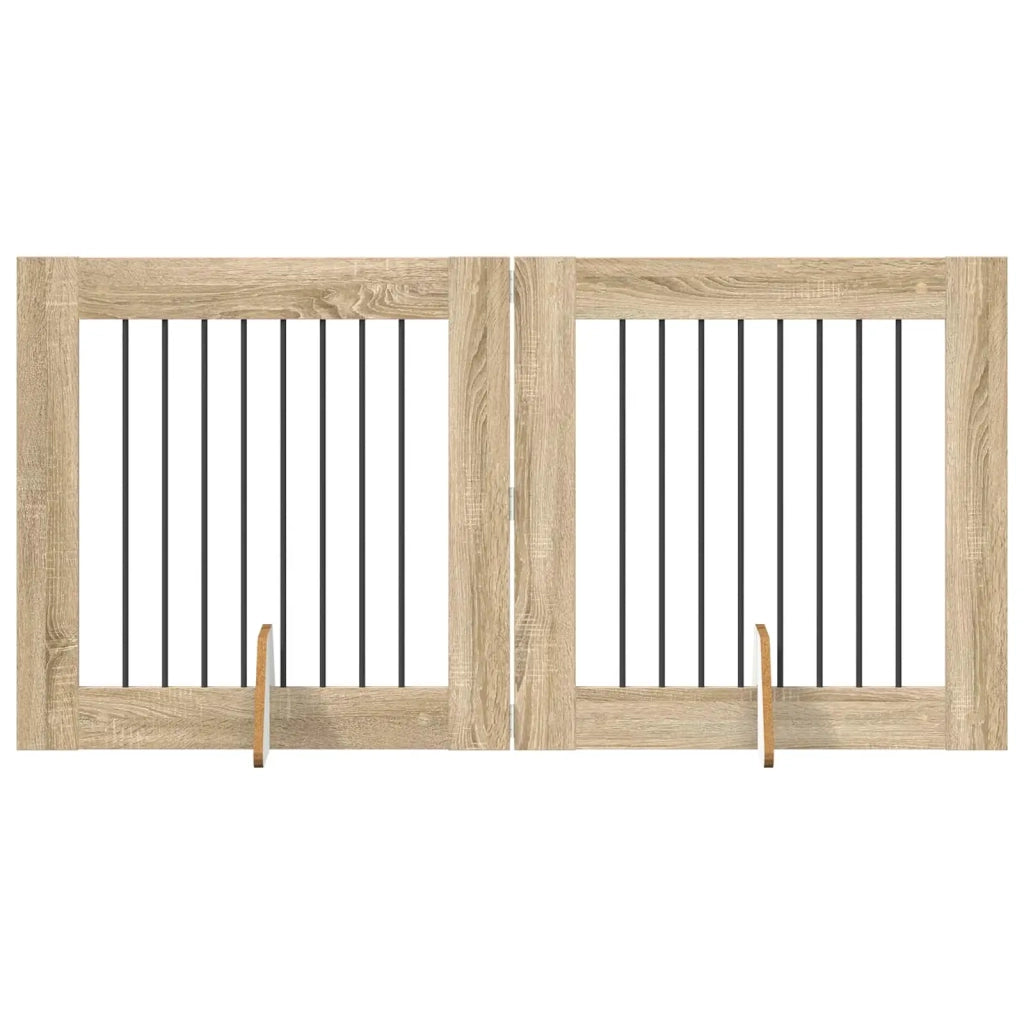 Cancello per cani con supporti 2 pcs Rovere Sonoma 80 x 80 cm 892074