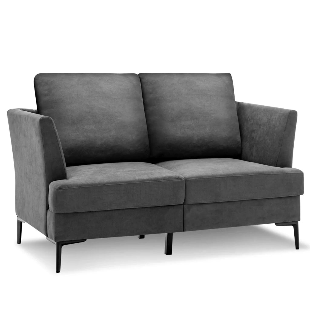 Divano dritto 2 posti 141 x 80 x 72 cm con 2 cuscini sfoderabili moderno e confortevole in tessuto di lino grigio 20_0020610