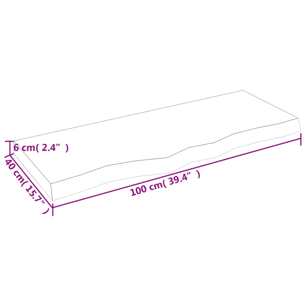 Ripiano a Parete 100x40x(2-6) cm Massello Rovere Non Trattato 363565