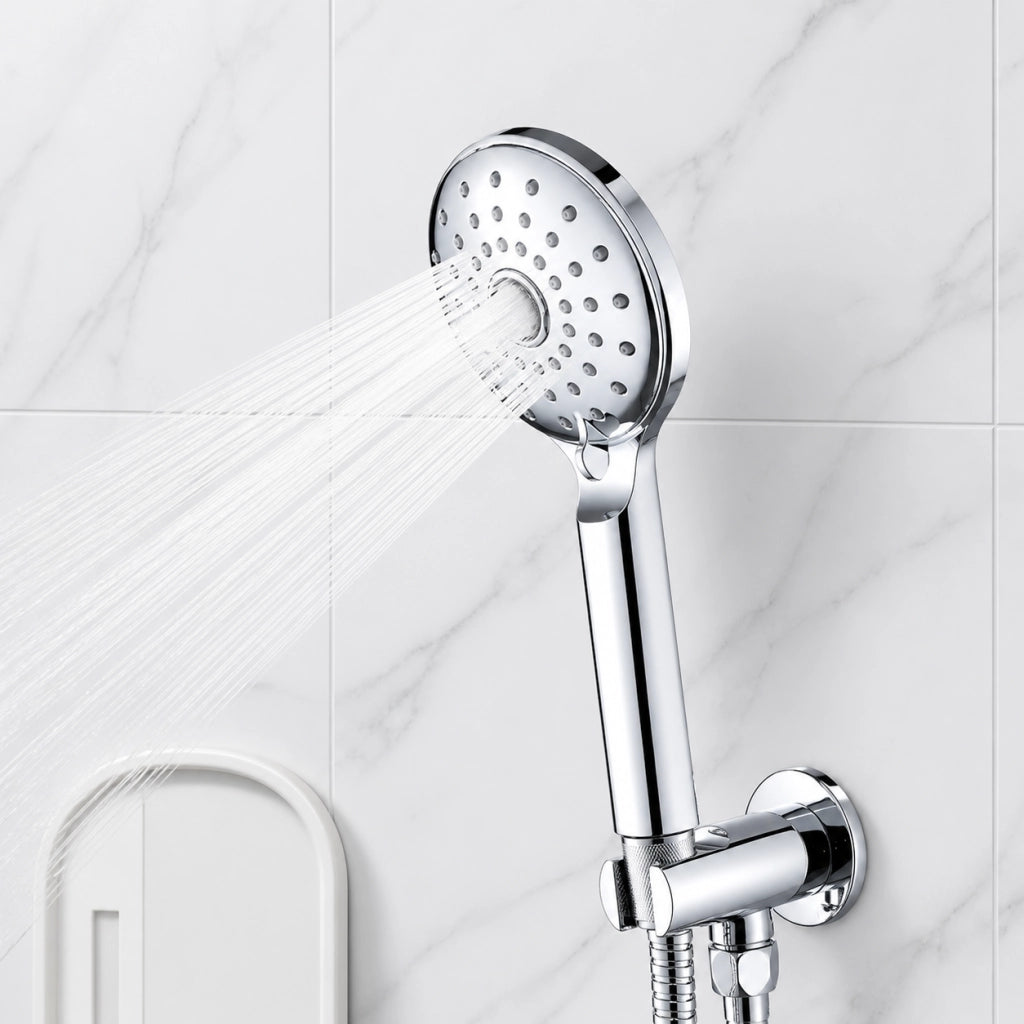 Presa D’Acqua Tonda Con Supporto Doccetta Ottone Cromato 1/2" Rosone 59507