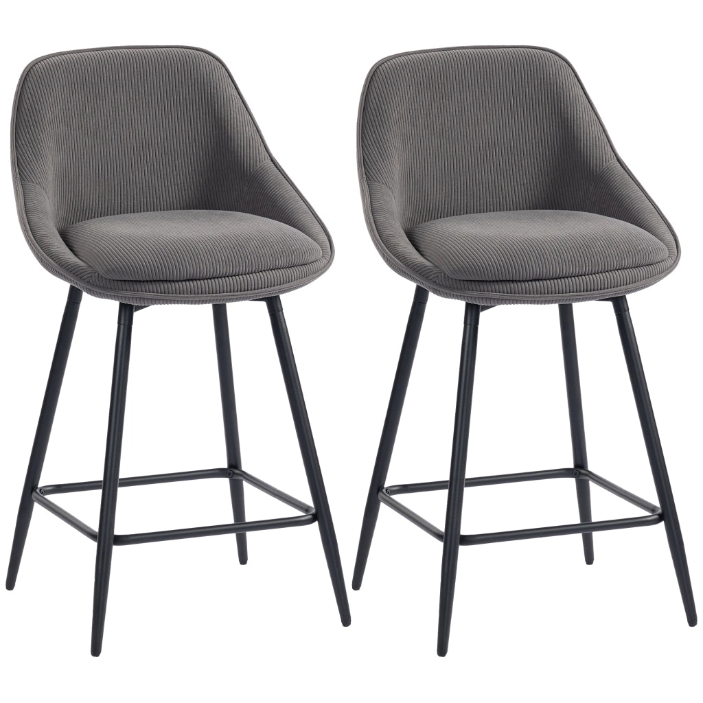 Set di 2 Sedie da Bar ¨C zephmum ¨C Grigio, Tessuto, Struttura in Metallo