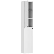 Mobiletto da bagno a parete, superficie laccata, 6 ripiani, MDF, bianco
