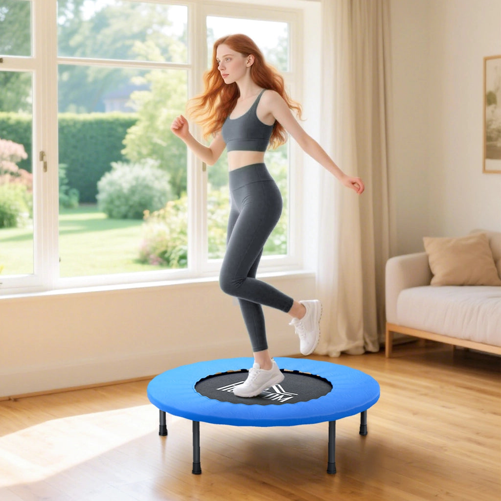 Trampolino Fitness ?81 cm ¨C Xylo ¨C Acciaio Nero e Blu con 28 Molle, 81x81x22,5 cm