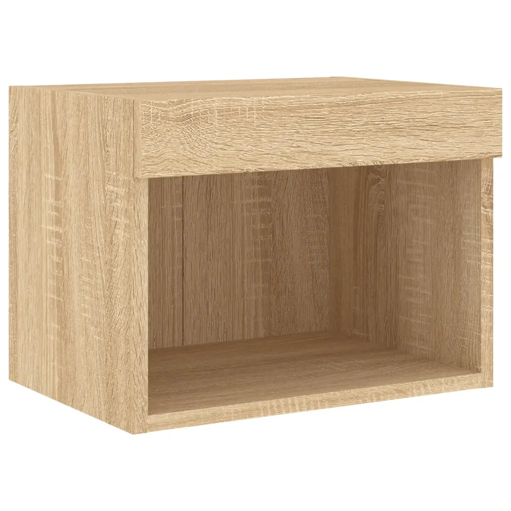 Comodini con Luci LED a Parete 2pz Rovere Sonoma 837118
