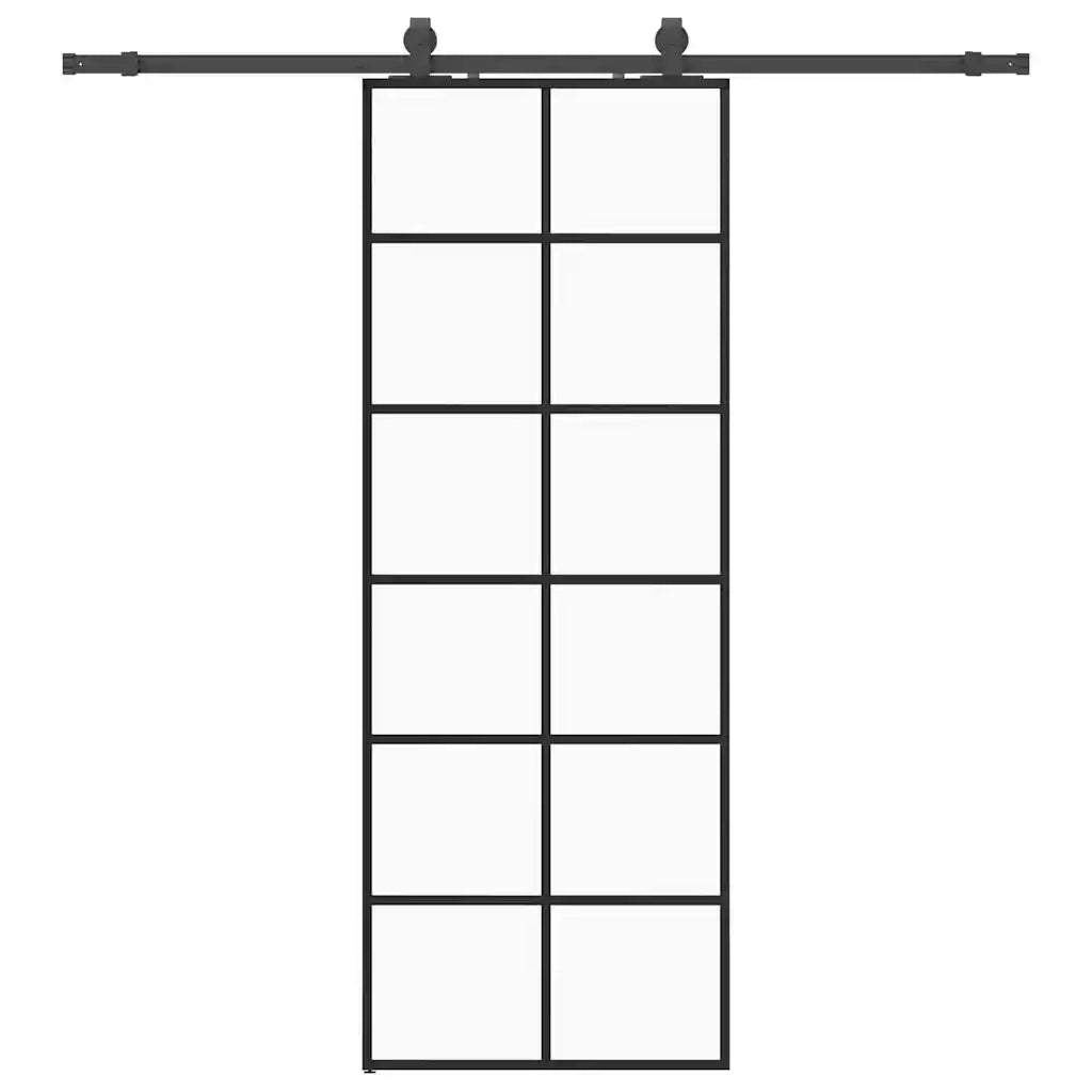 Porta Scorrevole con Ferramenta Nera 76x205 cm in Vetro ESG 3375850