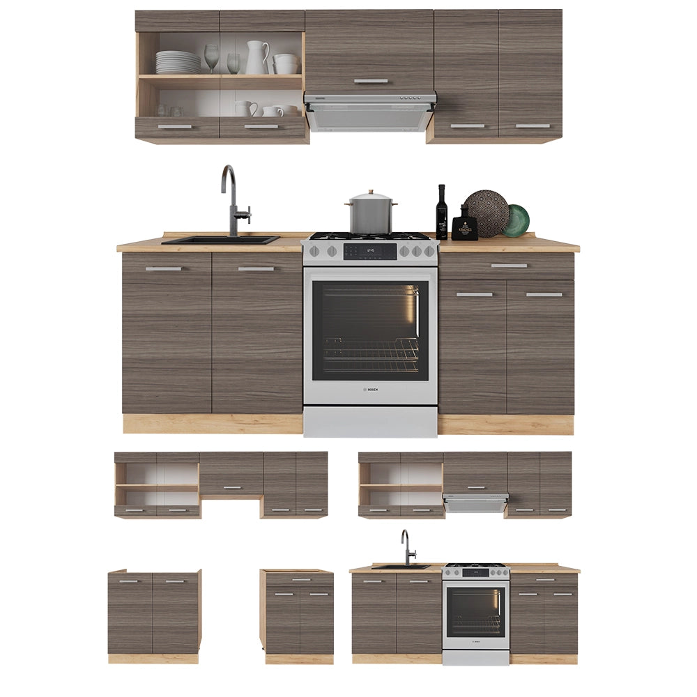 Vicco Cucina componibile Grigio nobile/rovere dorato 200 cm , PL Antracite