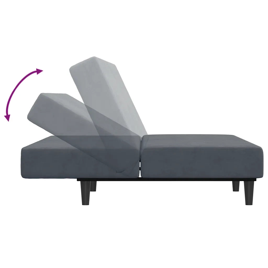 Divano Letto 2 Posti con Poggiapiedi-Sofa Letto 2 Posti-Daybed Grigio Scuro in Velluto 964403