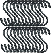 S-haken per appendere piante/30 pezzi S-haken antiscivolo in acciaio nero con guaina di gomma, pesanti, per appendere abiti, piante, accessori, vasi, ciotole, piatti, asciugamani