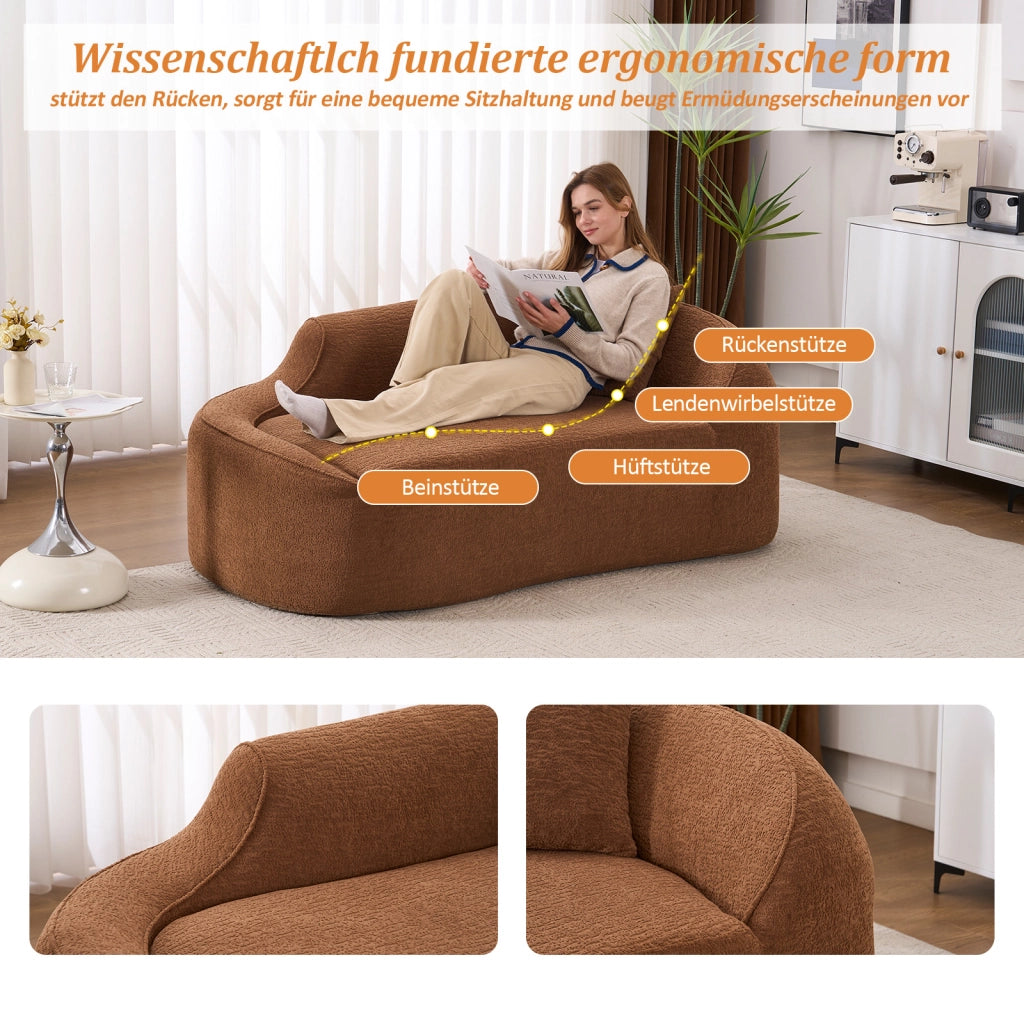 Chaise longue 2 posti - con cuscino e funzione letto - in chenille - caramello