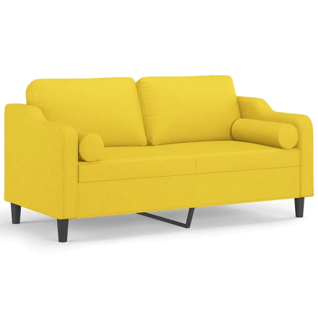 Divano a 2 Posti con Cuscini Giallo Chiaro 140 cm in Tessutocod mxl 95003