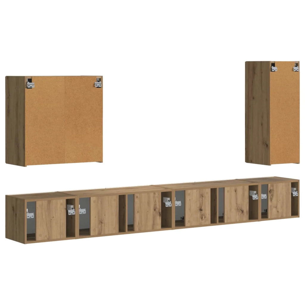 Set di Mobiletto da TV a Parete 6 pcs Rovere artigianale 3408951