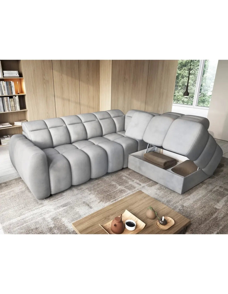Divano ad angolo elettrico RONDA 4 posti grigio – angolo destro