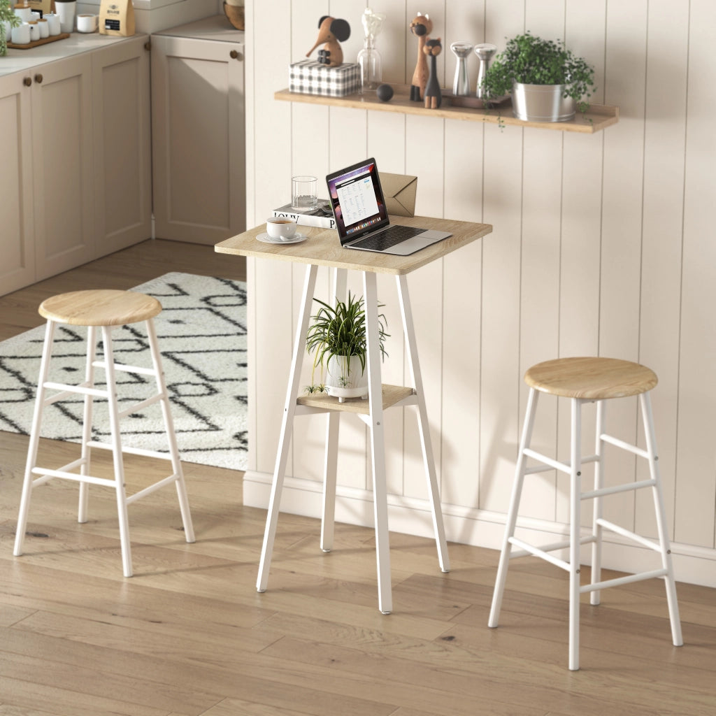 Tavolino da caff¨¨ con ripiano ¨C zephmum ¨C 55x55x95 cm legno naturale e bianco