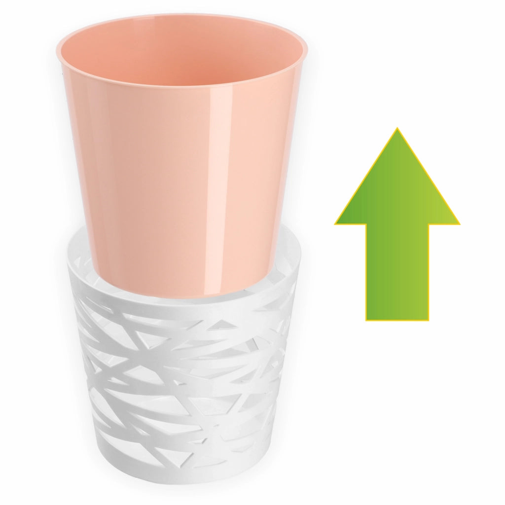 Vaso da fiori KADAX, coperchio in plastica, inserto, fiori, piante, 13 cm, color pesca