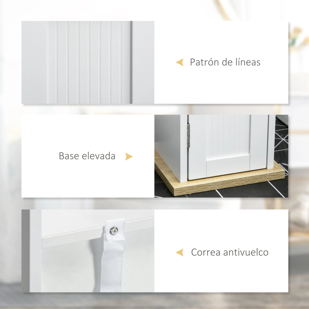 Mobile Bagno con Porta Rotoli Carta e 3 Ante ¨C zephmum ¨C 20x20x80 cm Bianco