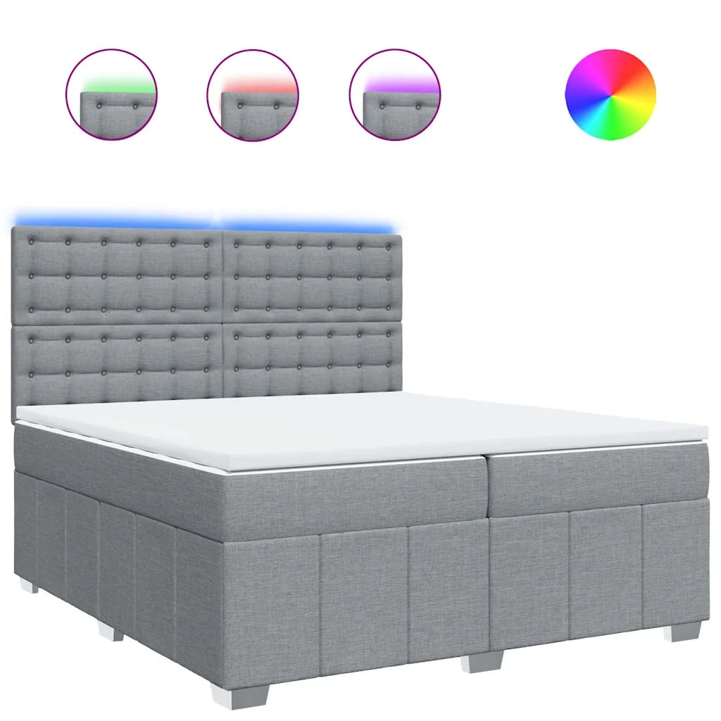 Giroletto a Molle con Materasso Grigio Chiaro 200x200cm Tessuto 3294089