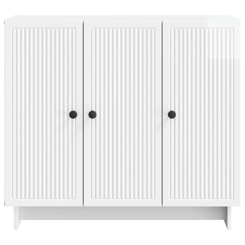 Credenza | Madia | Buffet da pranzo | Armadio da pranzo Bianco Lucido 89 x 34,5 x 80 cm Legno ingegnerizzato