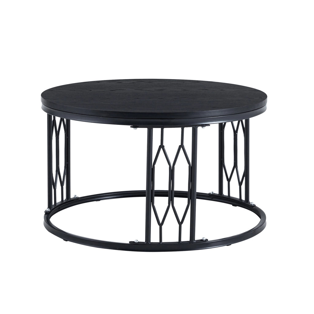 Tavolino da caffè con struttura geometrica in metallo MDF nero