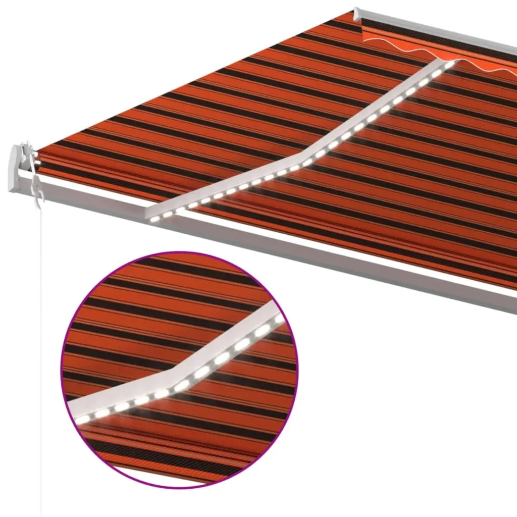 Tenda Automatica Sensore Vento e LED 600x300 cm Arancio Marrone 3068975