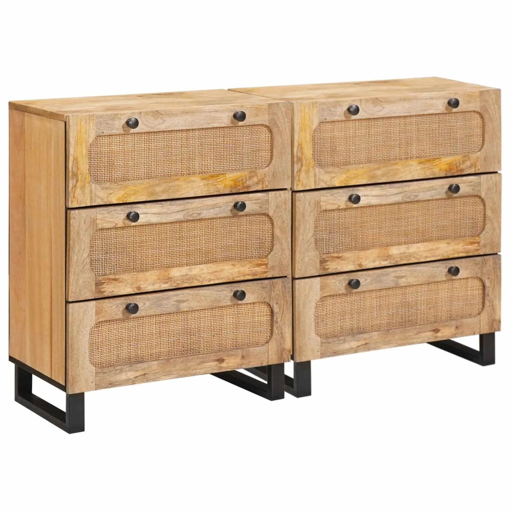 Credenza 2 pcs Marrone 60 x 33 x 75 cm Legno di mango massello