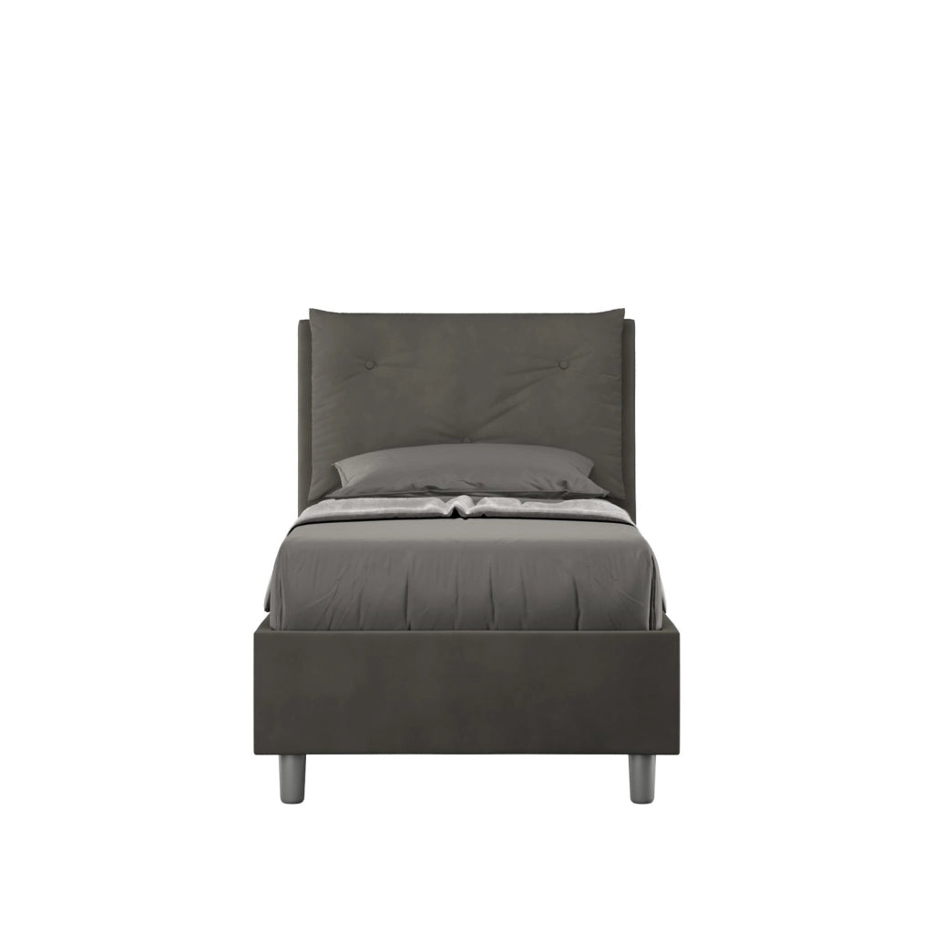 Letto singolo senza rete imbottito 80x190 microfibra grigio Appia