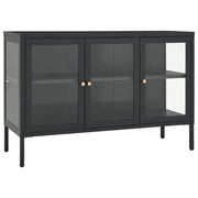 Credenza | Madia | Buffet da pranzo | Armadio da pranzo Antracite 105x35x70 cm in Acciaio e Vetro