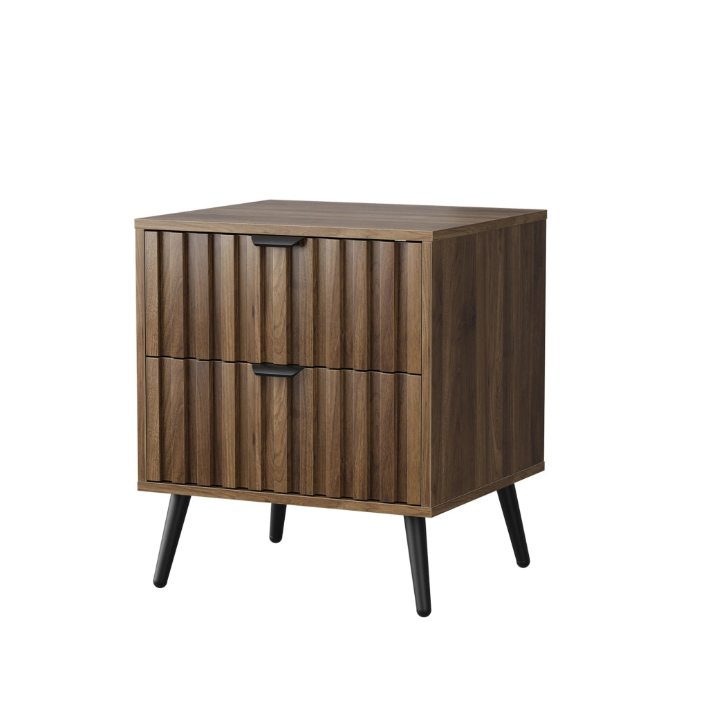 Comodino 45x40x53 cm con 2 cassetti e dispositivo antiribaltamento in MDF noce