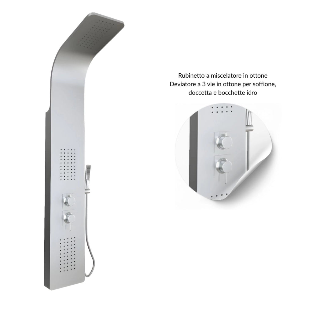 Colonna doccia 3 funzioni acciaio inox 2 bocchette idro lombari l20xp44xh140 001b *** finitura- spazzolato, confezione 1