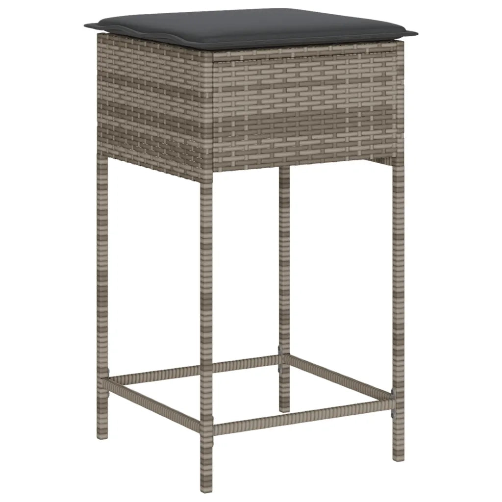 Set Bar da Giardino 5 pz con Cuscini in Polyrattan Grigio 3261505