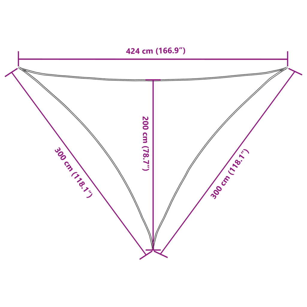 Parasole a Vela Oxford Triangolare 3x3x4,24 m Beige 135172