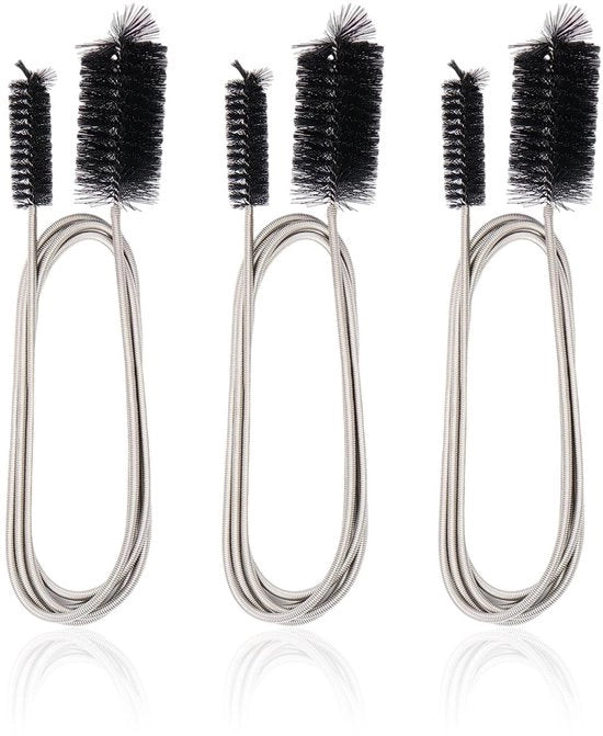 Set di spazzole per pulizia 3 pezzi - Acciaio inossidabile - Doppia faccia - Flessibile - Per condotti/danno da tetto - Lunghezza totale 167 cm - Spazzola per pulizia