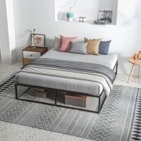 Struttura Letto con Doghe in Compensato e Contenitore inferiore, 190x160x35cm, Nero e color legno
