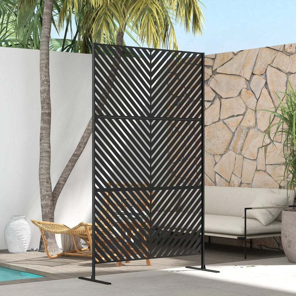 Pannello Divisorio Sichtschutz per Giardino ¨C zephmum ¨C Geometrico, Metallo, 122x45x198 cm, Nero
