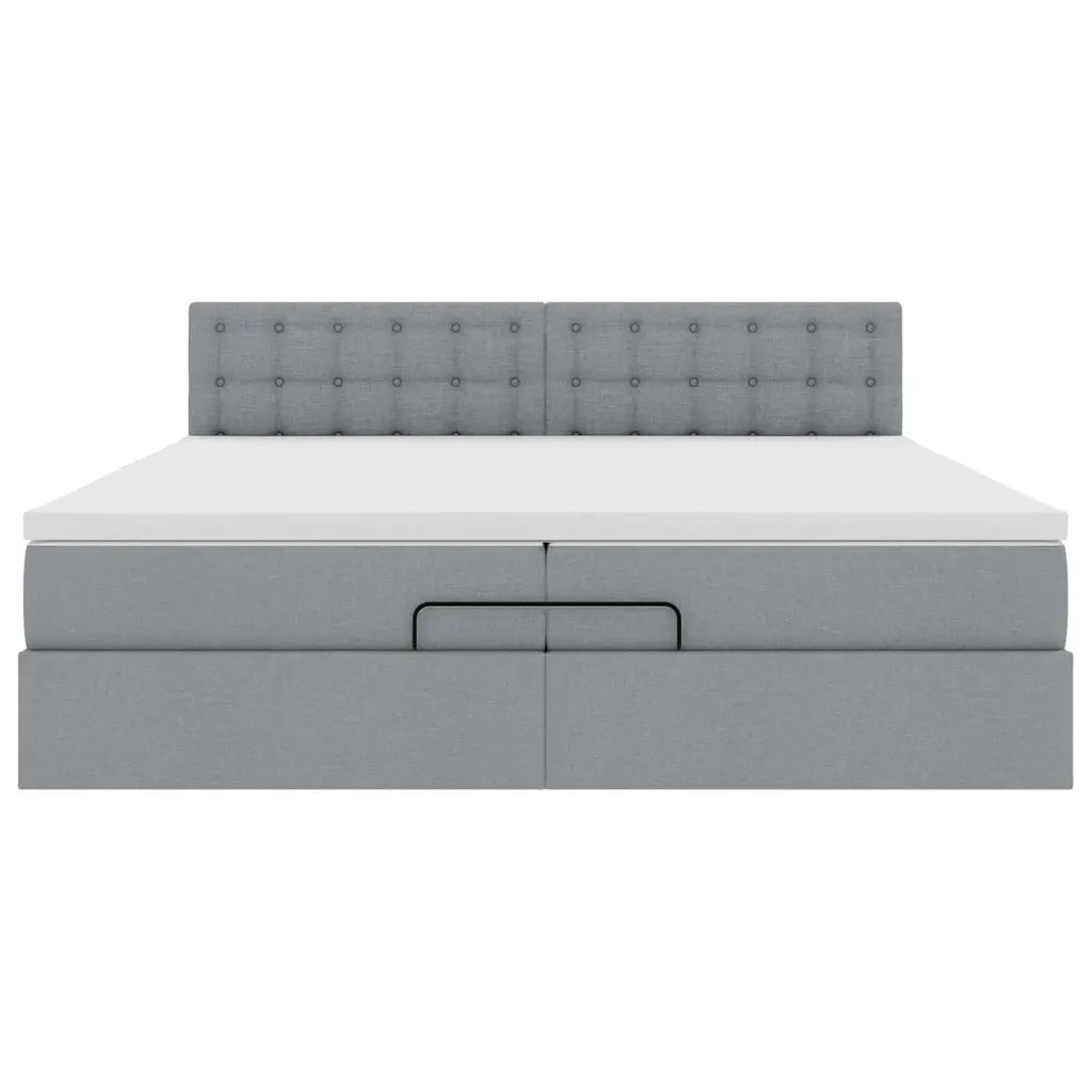 Struttura Letto Pouf con Materasso 200x200 cm in Tessuto 3311650