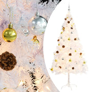 Albero di Natale Artificiale con Palline e LED 180 cm Bianco