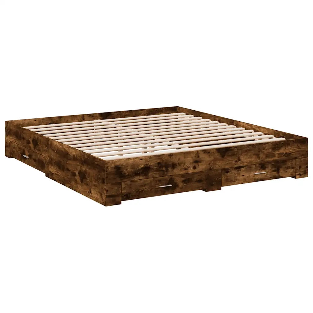 Giroletto con Cassetti Rovere Fumo 180x200 cm Legno Multistrato 3280367