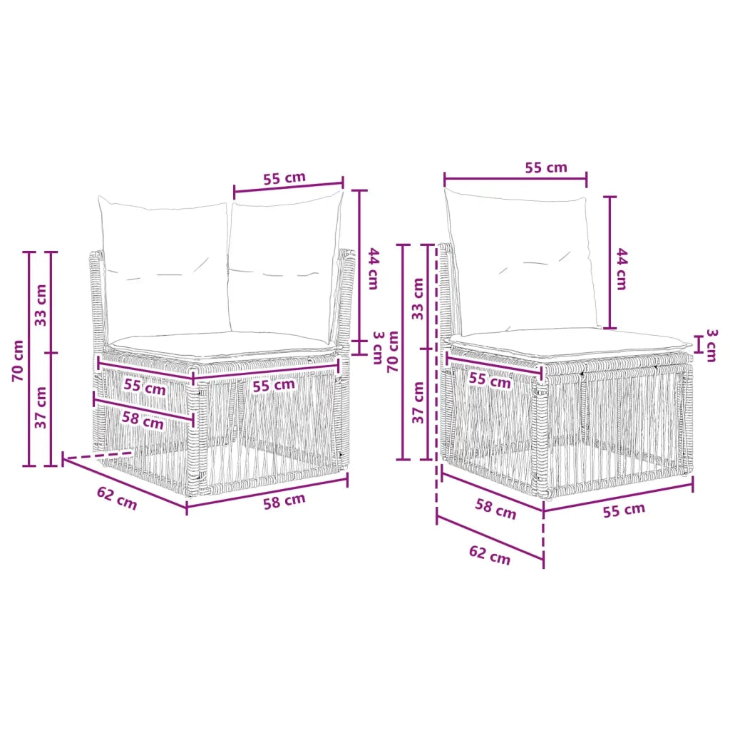 Set Divano da Giardino 7 pz 7-Numero di posti Nero polyrattan 3434281