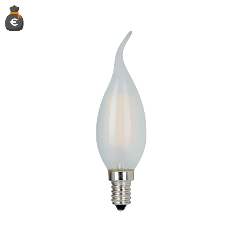 Alcapower Lampadina LED Fiamma C37 Vetro Frost E14 4W 470lm 4000K Luce Naturale, Design Elegante a Candela per Illuminazione Interna Efficiente