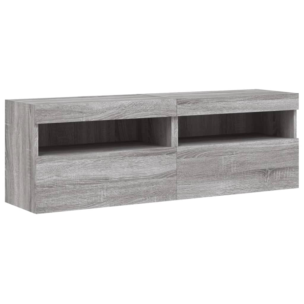 Mobili TV a Parete con Luci LED 2pz Grigio Sonoma 60x30x40 cmcod mxl 134133