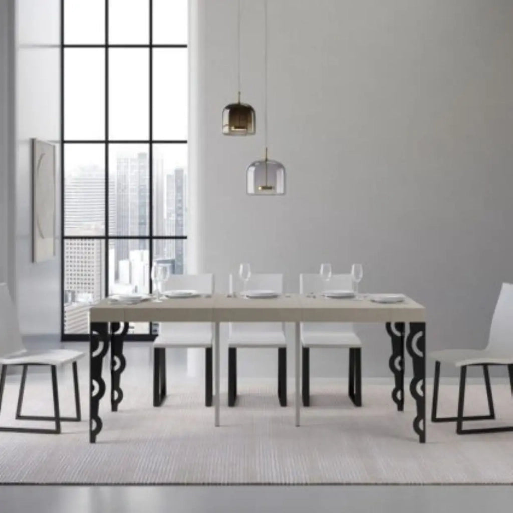 Consolle allungabile 90x40/300 cm Karamay Premium tortora gambe antracite